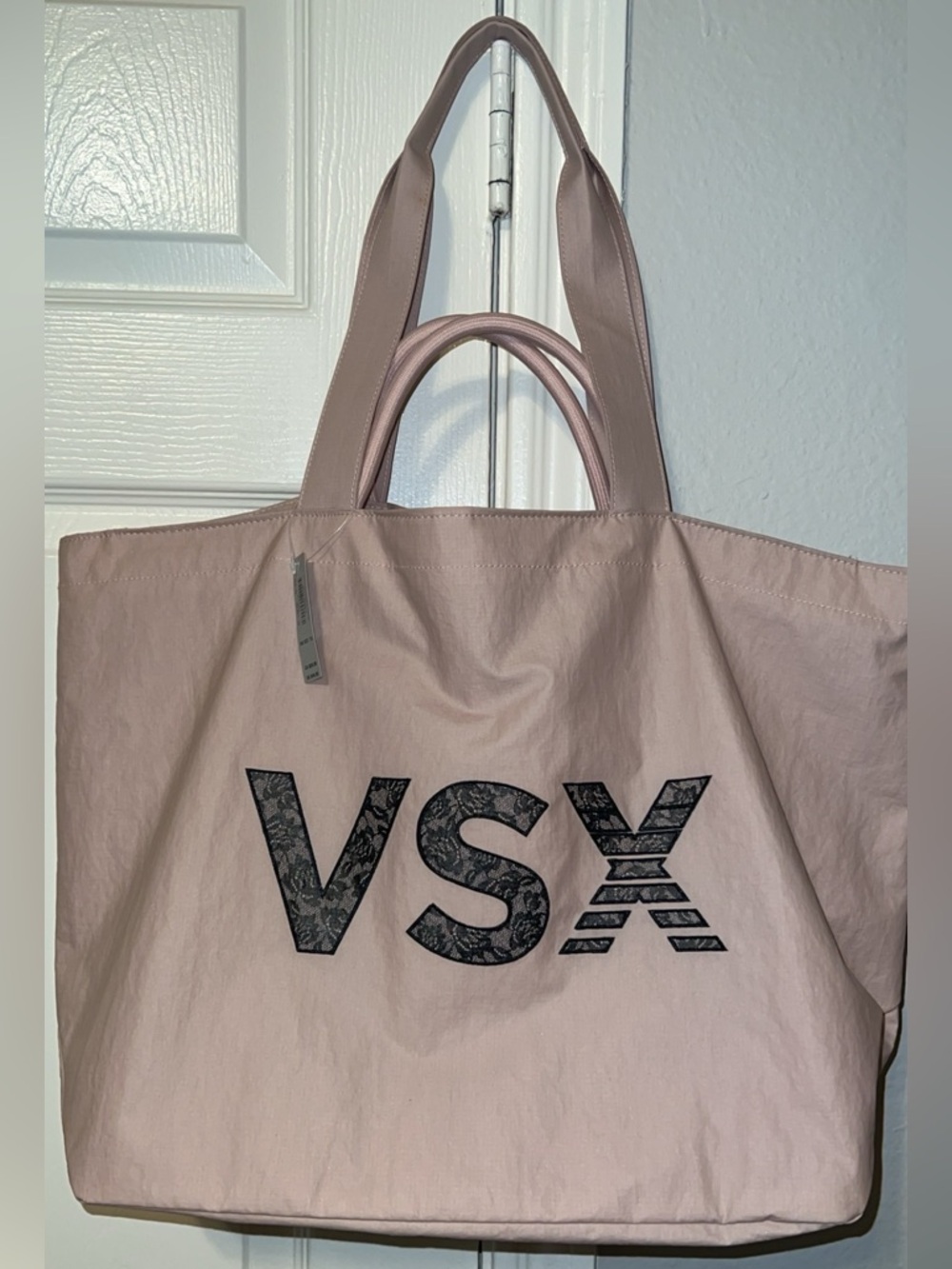 NWT VSX Blush Pink Canvas Logo Tote Bag
